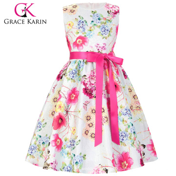 Grace Karin Children Girls Motif floral sans manches Robe de soirée à encolure robe Robe à encolure en robe de 2 ans CL008997-1